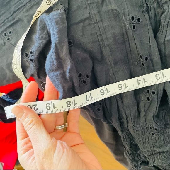 Free People Navy Eyelet Cut Out Blouse - Picture 8 of 9